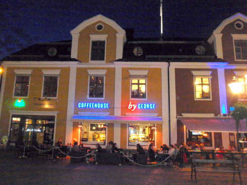 Evening on the Link&ouml;ping main plaza.